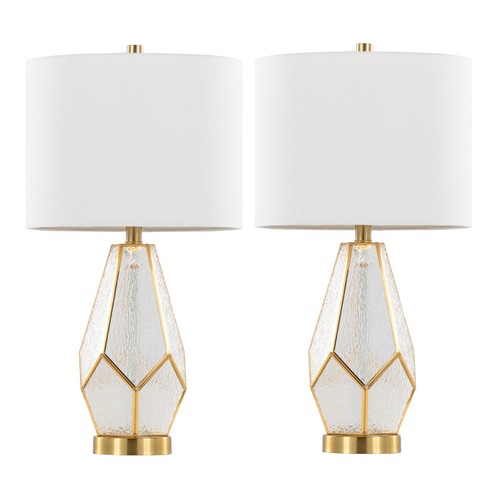 Geo Rain Glass 25" Table Lamp - Set Of 2